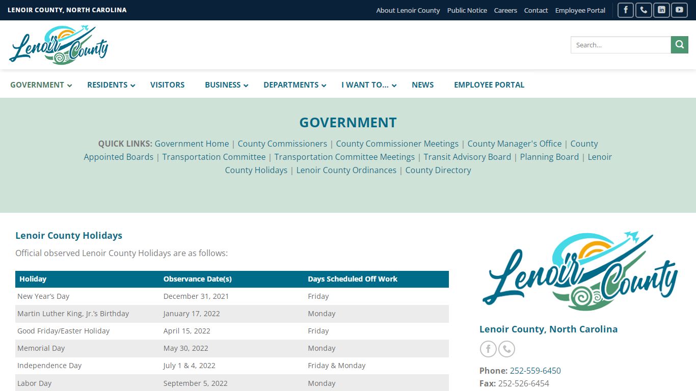 Lenoir County Holidays – Lenoir County, North Carolina | Official Website